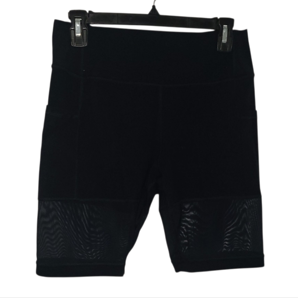Black Biker Shorts With Mesh And Pockets